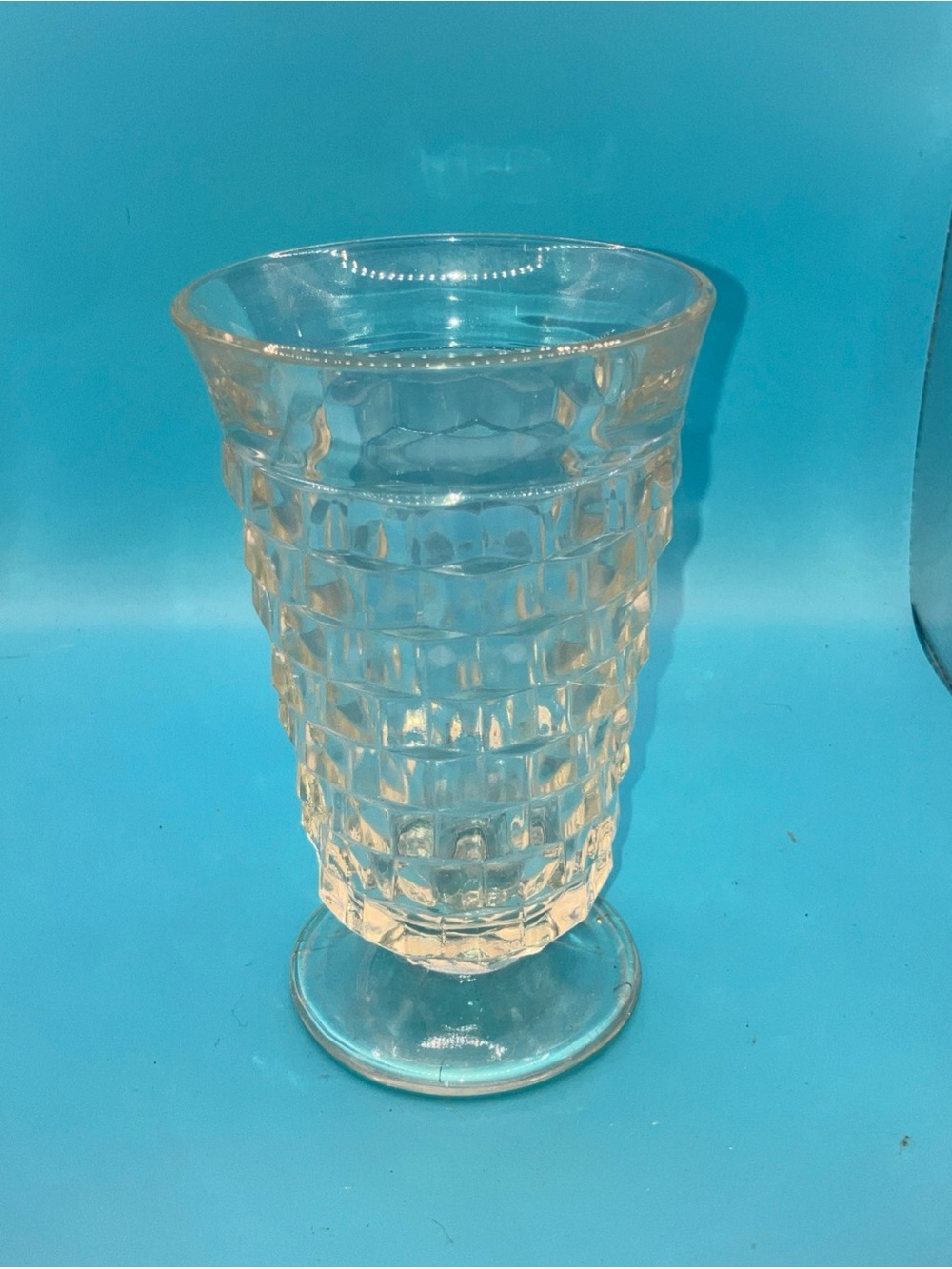 Clear Textured Pedestal Glass Vase vintage replacement
